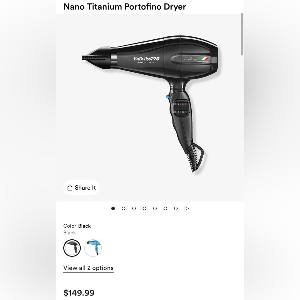 BaByliss Nano Titanium Portofino Dryer - Black